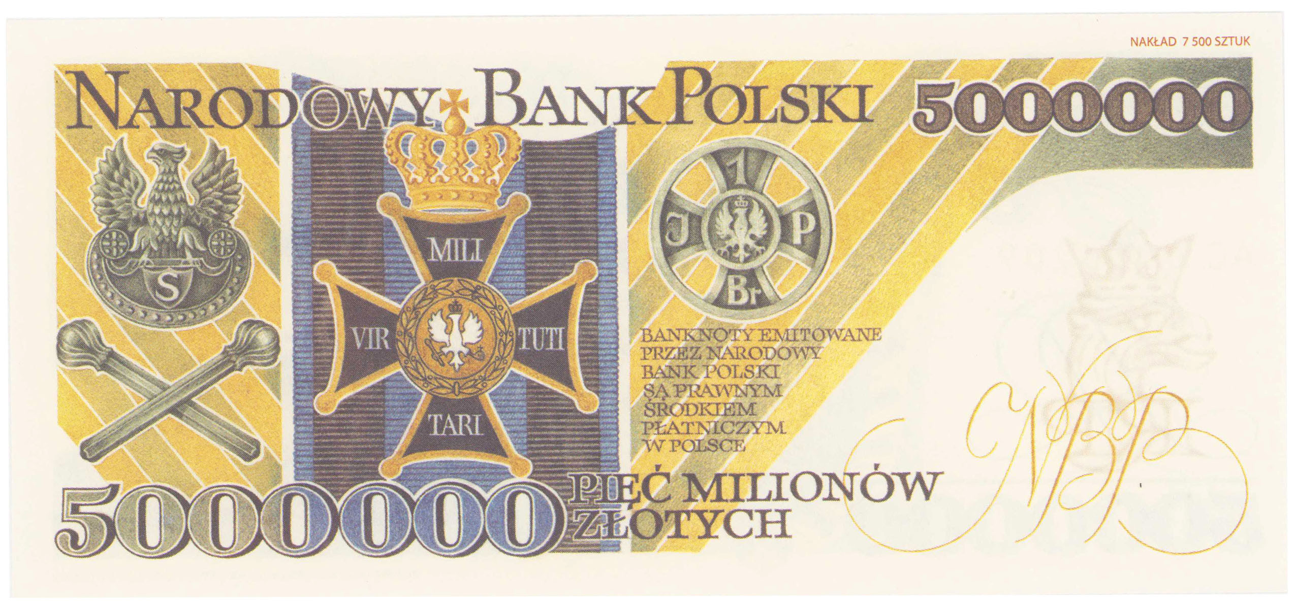 5.000.000 złotych 1995,Józef Piłsudski - REPLIKA PROJEKTU